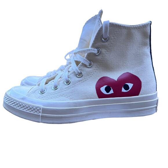 NEW Converse Chuck Taylor All Star 70 Hi x Comme des Garcons PLAY White M4‎ W6 - Picture 1 of 10